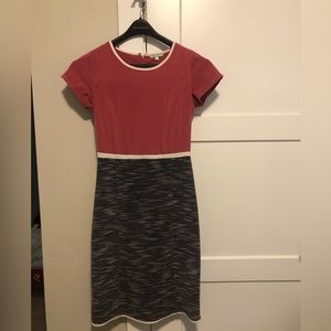Knee length pink and black/white dress